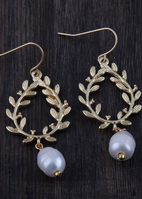 Boho Earrings, RH Dangle Earrings, White Peal Olive